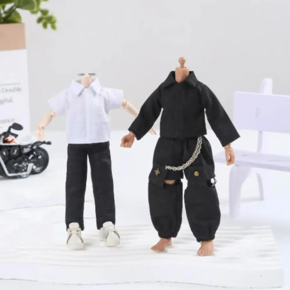 New Black/White 1/12 Scale Casual Shirt Loose Cute Long Sleeved Shirt Fashion Doll Clothes Tops for 6'' Figure Doll
