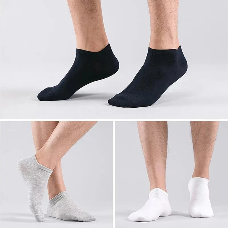 Summer Brand New100% Cotton Men Socks Thin Breathable Socks High Quality No Show Boat Socks Black Short For Students Size 38-44