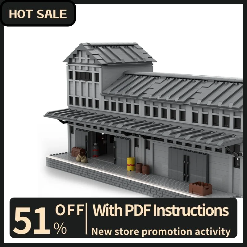 

New 4134Pcs City Hot Street View Moc Modular Train Freight Depot Model Building Blocks Diy Creative Ideas Kid Toys Birthday Gift