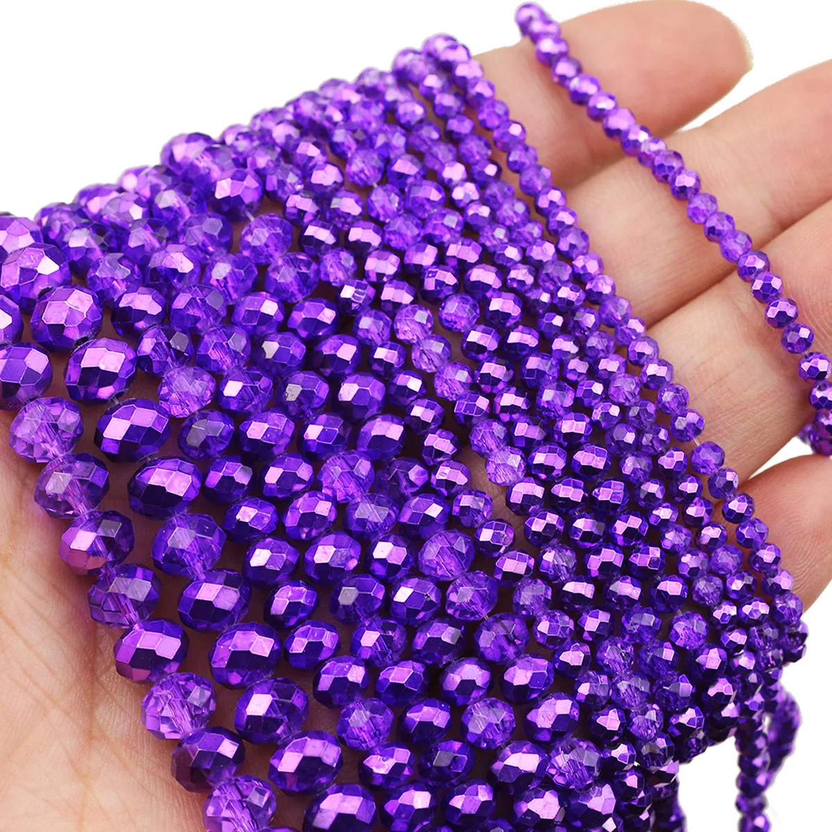 3/4/6/8mm Purple Austria Crystal Glass Beads Faceted Flat Round Spacer Loose Beads For Jewelry Making Bracelets DIY Accessories