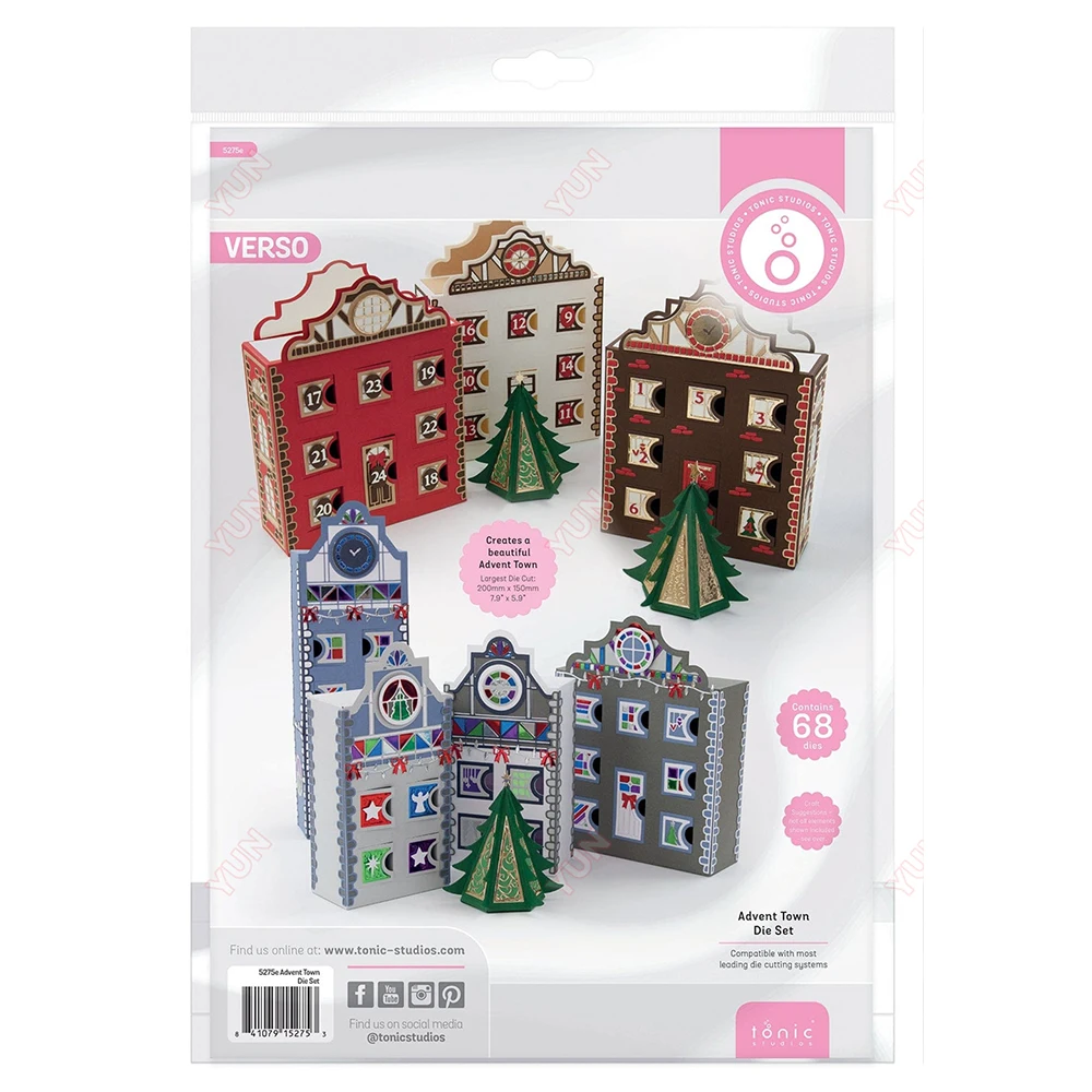 

Christmas Tree Advent Town Die Set Box Metal Cutting Die DIY Scrapbooking Paper Making Cuts Crafts Template Handmade