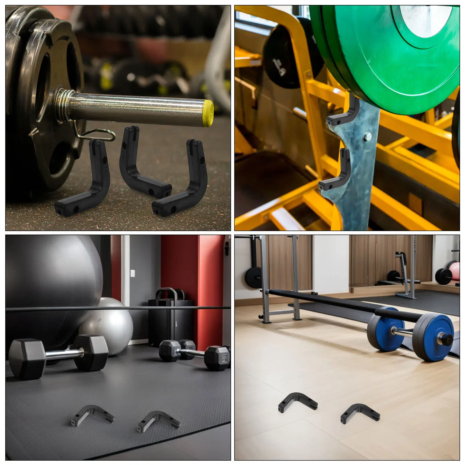 8Pcs Holder Wall Mount Organizer Barbell Heavy Duty Hooks Squat Floor Storage Gym Equipment