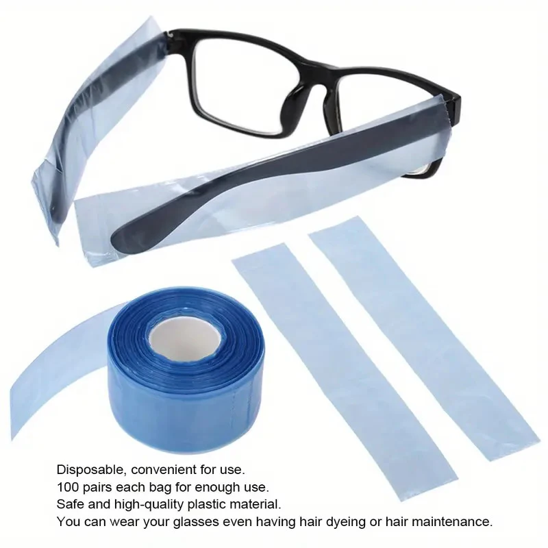 200ps/Box Disposable Glasses Leg Sleeves Cover Hairdressing DIY Barber Hair Coloring Styling Tool Eyeglasses Protector Accessory