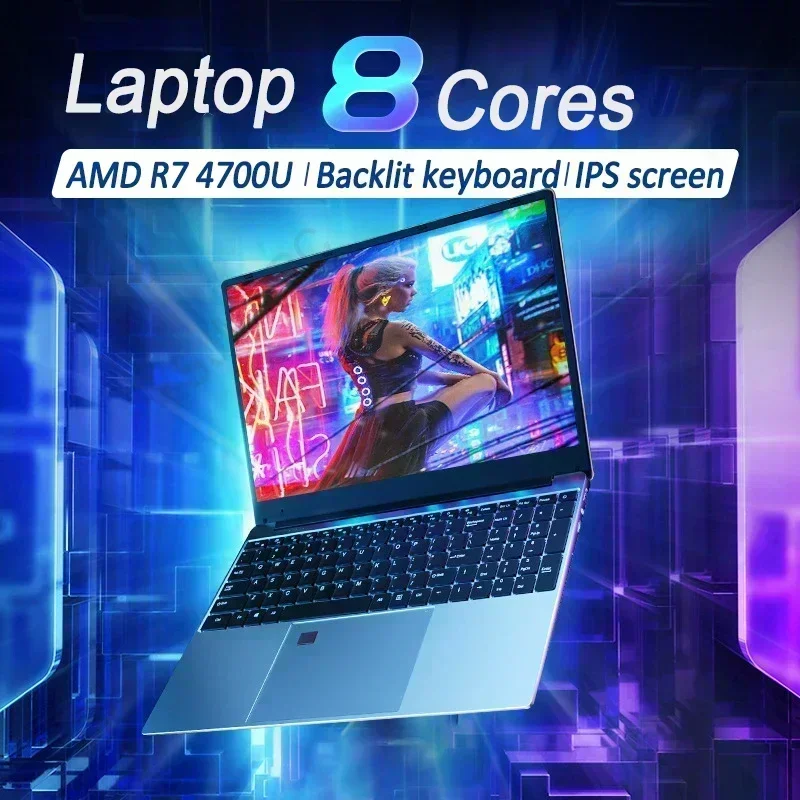 2025 Ultrabook Laptop AMD R7 4700U/R5 4500U Backlit Keyboard Windows 36GB DDR4 2TB Fingerprint Unlock Gaming Notebook