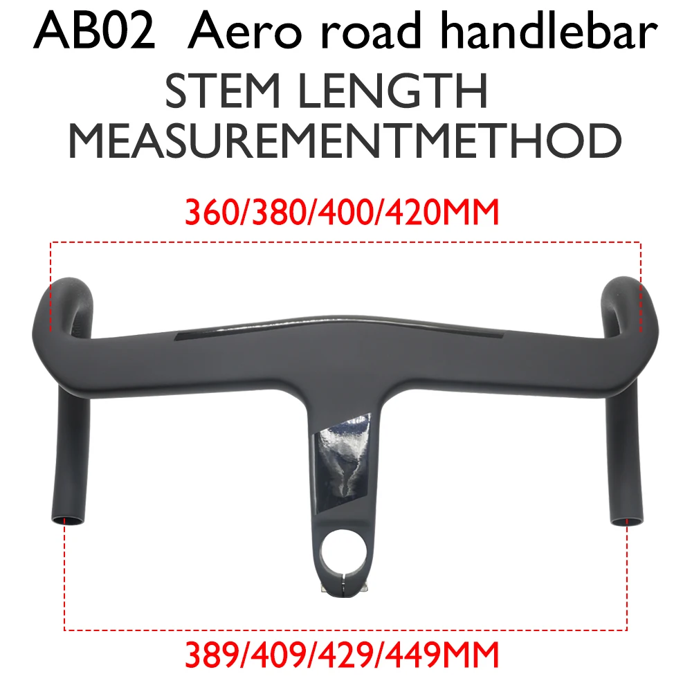 Manillar aerodinámico AB02, diámetro de fijación 28,6mm, adecuado para bicicletas de carretera, mango integrado de fibra de carbono completo