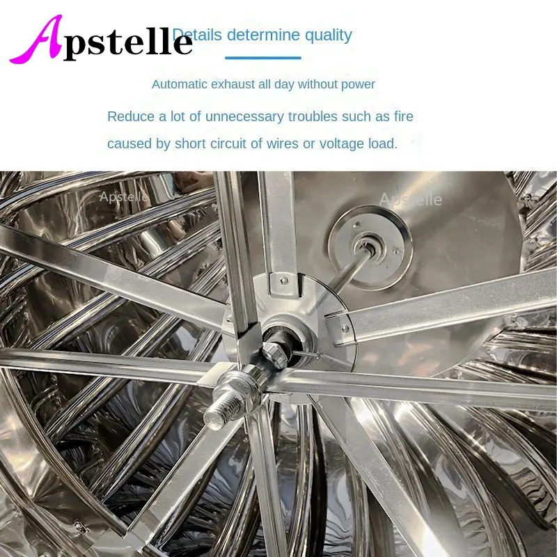 APSTELLE 304 Dissipation Ventilation Exhaust Fan Stainless Steel Unpowered Hood Roof Ventilator Plant Flue Breeding Heat