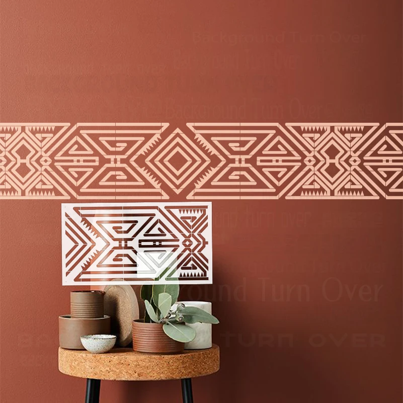 40cm - 80cm Stencil For Wall Large Furniture Template On The Paint Door Fine Line Art Linear Geometric Gatsby Africa Ethnic S217