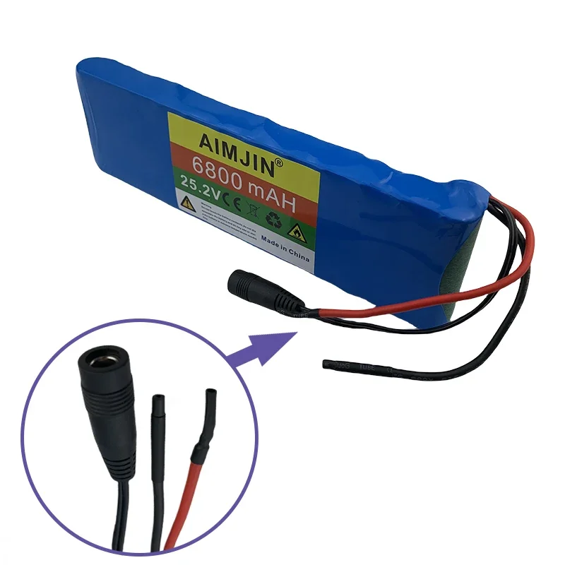 Bateria de lítio BMS e carregador, 25.2V, 6800mAh, para luz de áudio, Solar Powered, Outdoor Power Supply, Motor etc