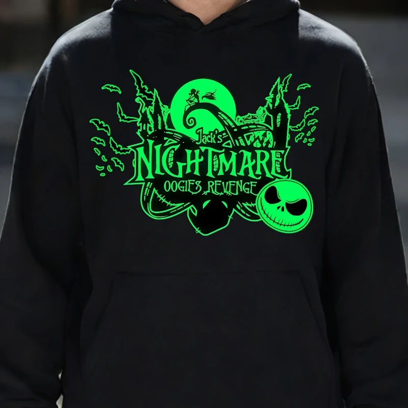 Una sudadera con capucha para hombre con estampado de estilo gótico de Jack Skellington de "El pesadilla antes de Navidad" de Disney en otoño e invierno