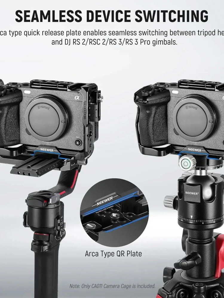 NEEWER FX3/FX30 カメラケージ ケーブルクランプ付き NATO レール 3/8 ARRI 位置決め穴 Sony FX3 FX30 オリジナル XLR ハンドル用