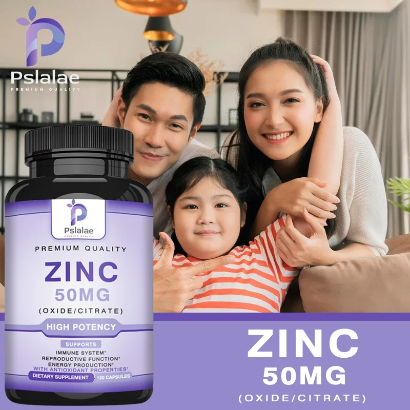 Zinc 50 Mg Immune Support and Antioxidant Supplement for Skin Health 120 Capsules