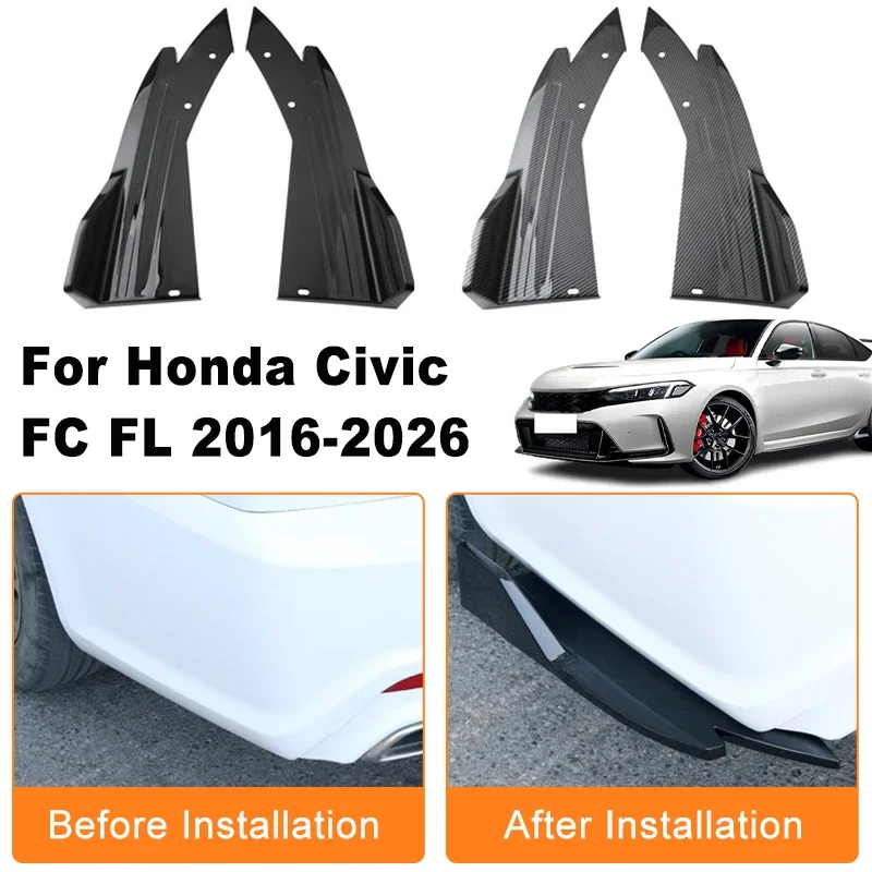 

Car Rear Bumper Spoiler Lip Diffuser Side Skirt Splitter Wrap Angle Anti-Crash Protection Trim For Honda Civic FC FL 2016-2026