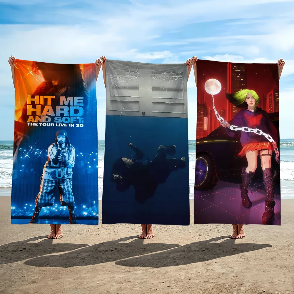 Singer B-Billie E-Eilish Towel Beach Towel Travel Lightweight Skin Friendly for Pool Beach Camping Cruise Summer