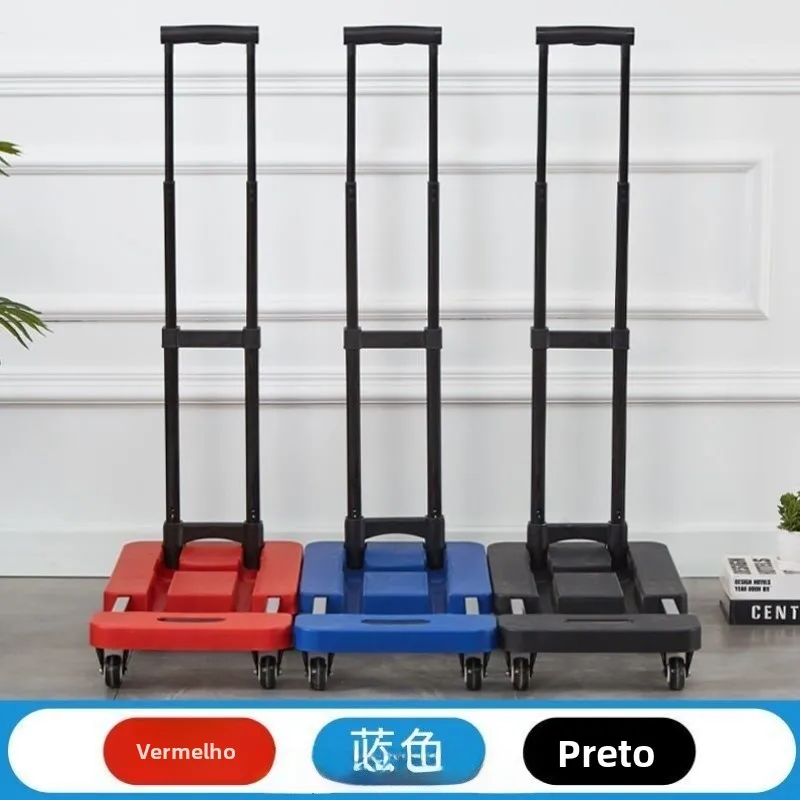 ポータブル手引きショッピングカート折りたたみ式6輪ドーリー荷物運搬用プルバーフラットハンドプッシュカートステンレス鋼ボディ