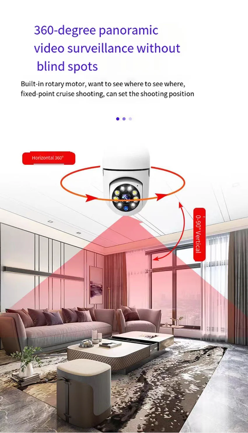 E27 Bulb Wifi Camera Human Tracking Color Night Vision 360 ° Rotation Intercom 2MP Camera Yi Lot APP Support iOS Android Phone