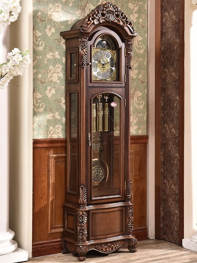 German Hemmler European mechanical floor clock, living room villa, pendulum  Chinese retro upright clock, solid wood class