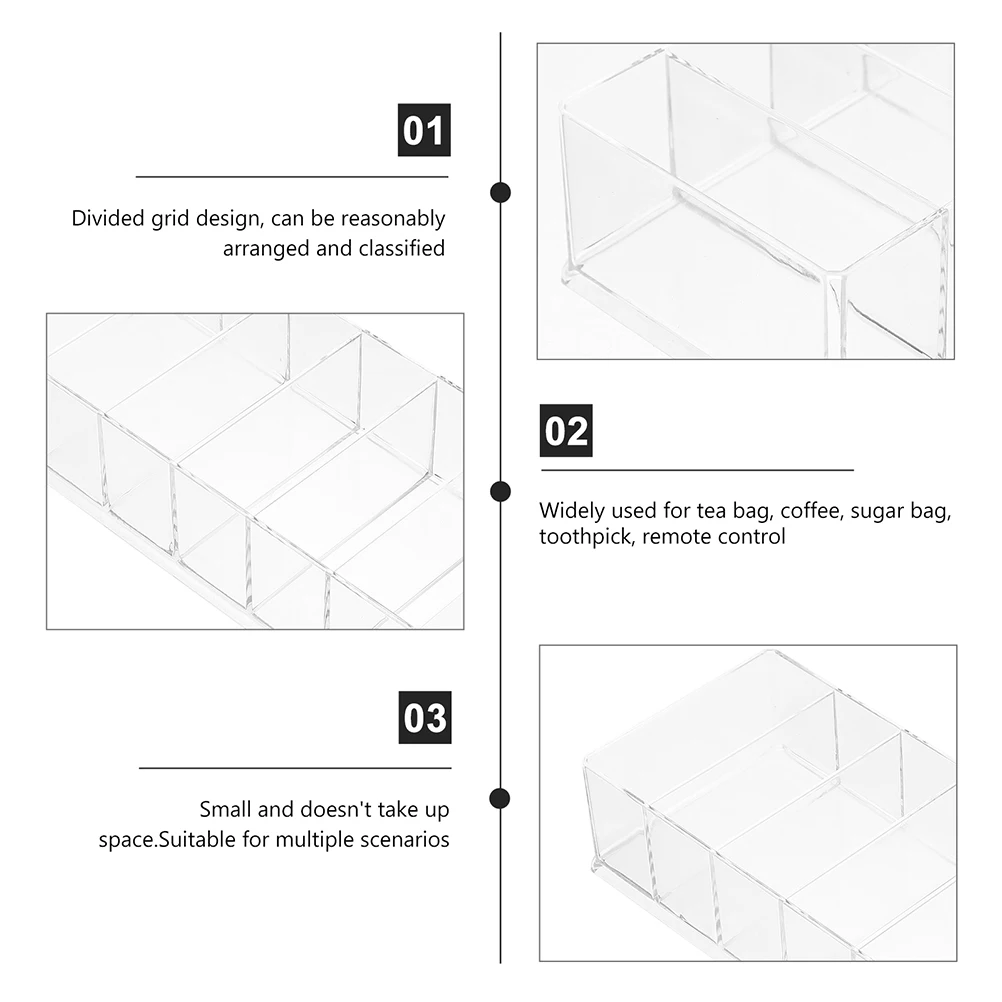 

2pcs Cash Storage Box Transparent Acrylic Multi-Grid Coin Tray Replacement Currency Till Desktop Holder For Office Shop Use