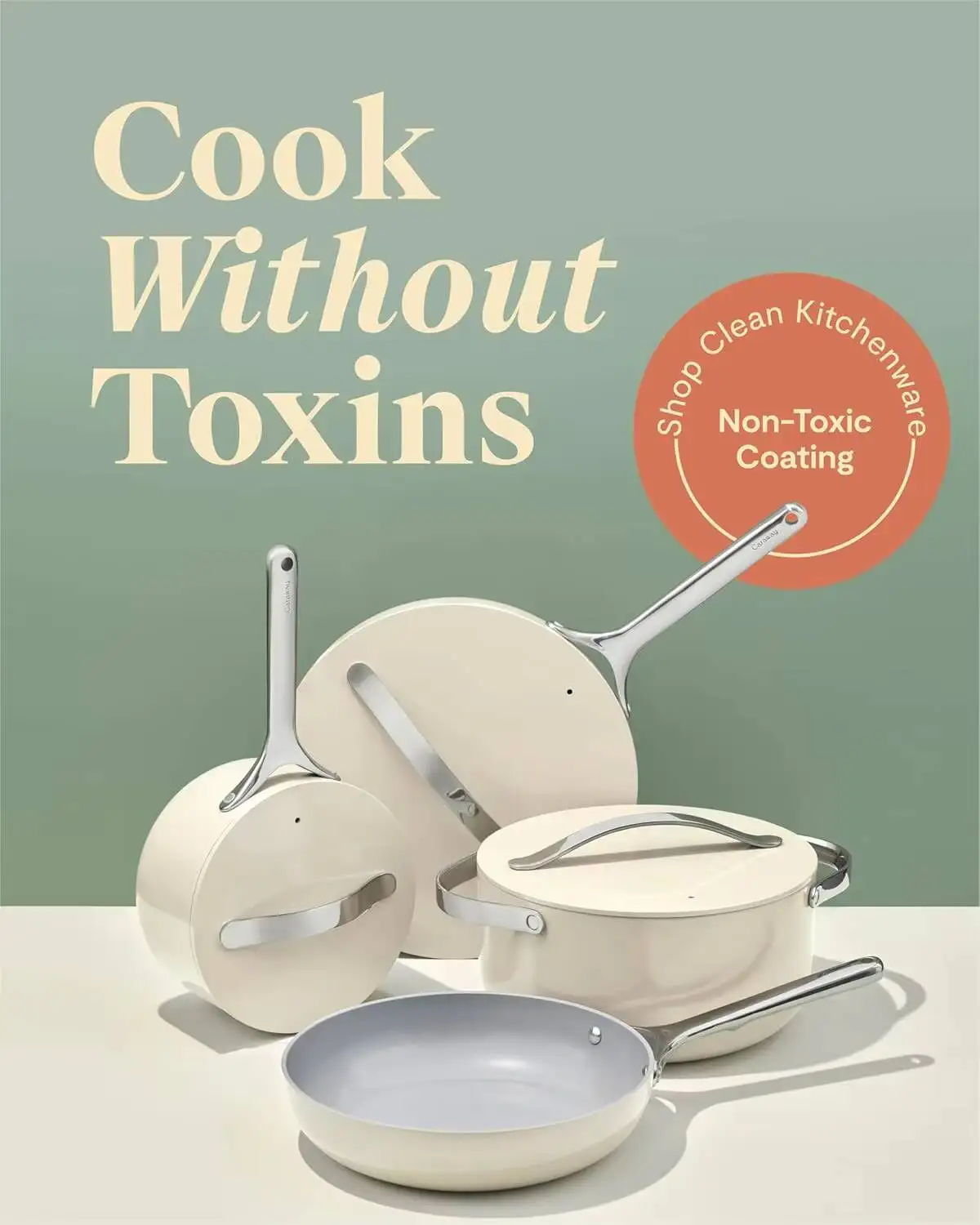 طقم أواني طهي سيراميك غير لاصقة من كارواي (12 قطعة) أواني ومقالي وأغطية لتخزين المطبخ - غير سامة - آمنة للفرن ومتوافقة مع