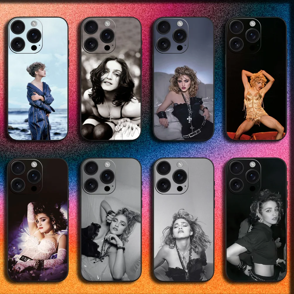 Чехол для телефона Singer M-Madonna для iPhone 16,15,14,13,12,11,Pro,XS,Max,XR,Plus,E,Mini Soft Black Cover
