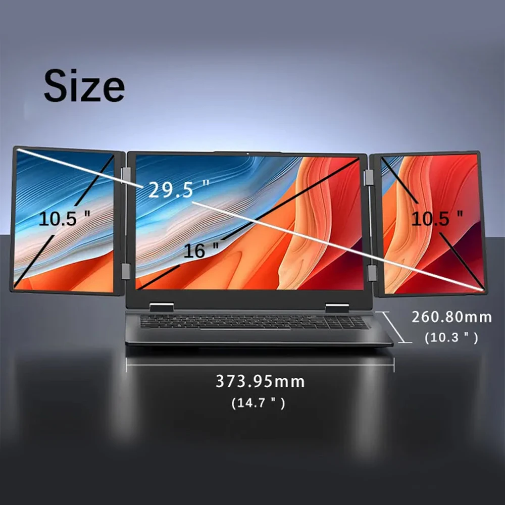 NEW Triple Screen Gaming Laptop 16+10.5+10.5 inch Intel Core I5 12450H 32GB RAM 2TB Business Computer RJ45 fingerprint+face
