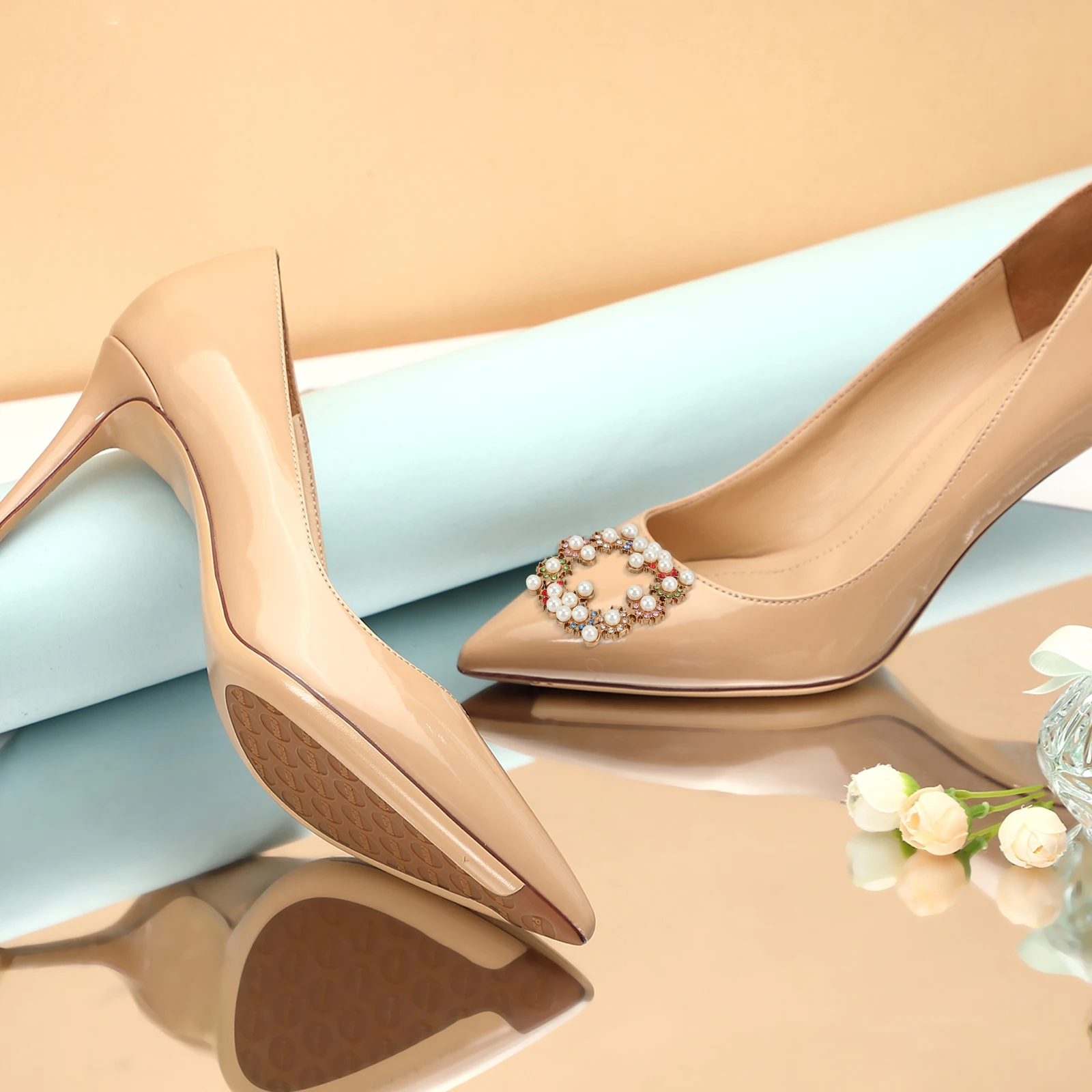 

Pearl Rhinestone Shoe Clip Detachable Bridal Wedding Decoration Flower Shape Buckle For Bride Women Party