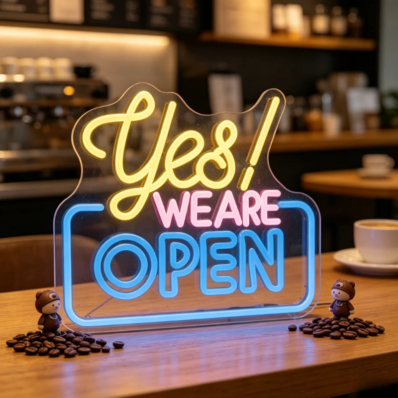 Yes We Are Open LED Neon Sign USB Dimmable Colorful Wall Light for Cafe Shop Storefront Restaurant Bar Florist Window Display