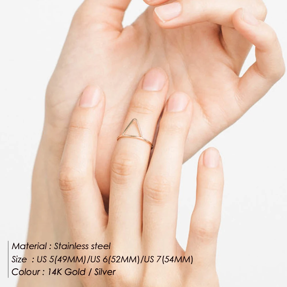 eManco Minimaliset  Stainless Steel Geometric Rings for Women Punk Ring Stackable Triangle Midi Rings Jewellery
