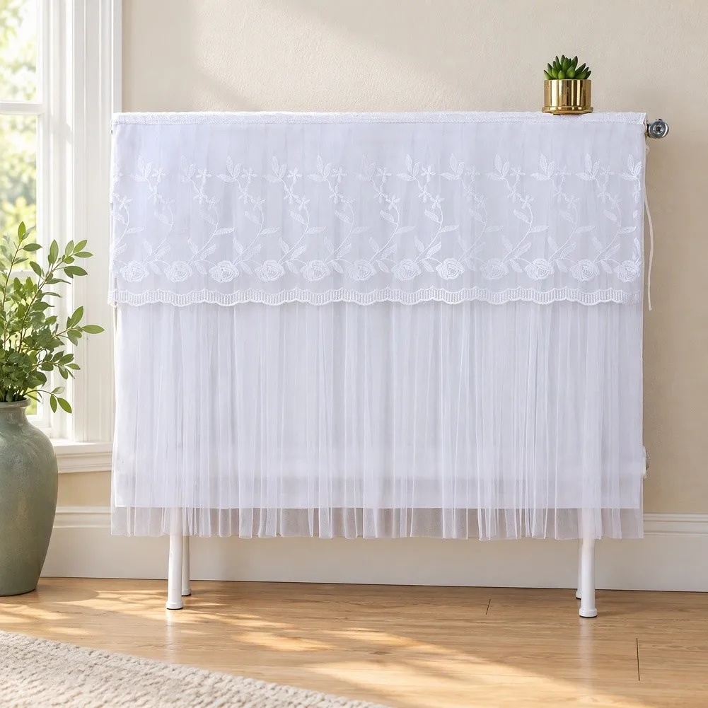 Black Lace Radiator Dust Cover 140x70cm Smoke Decorative Cloth For Wall Mounted Heater For Protection Home Air Quality Accessor