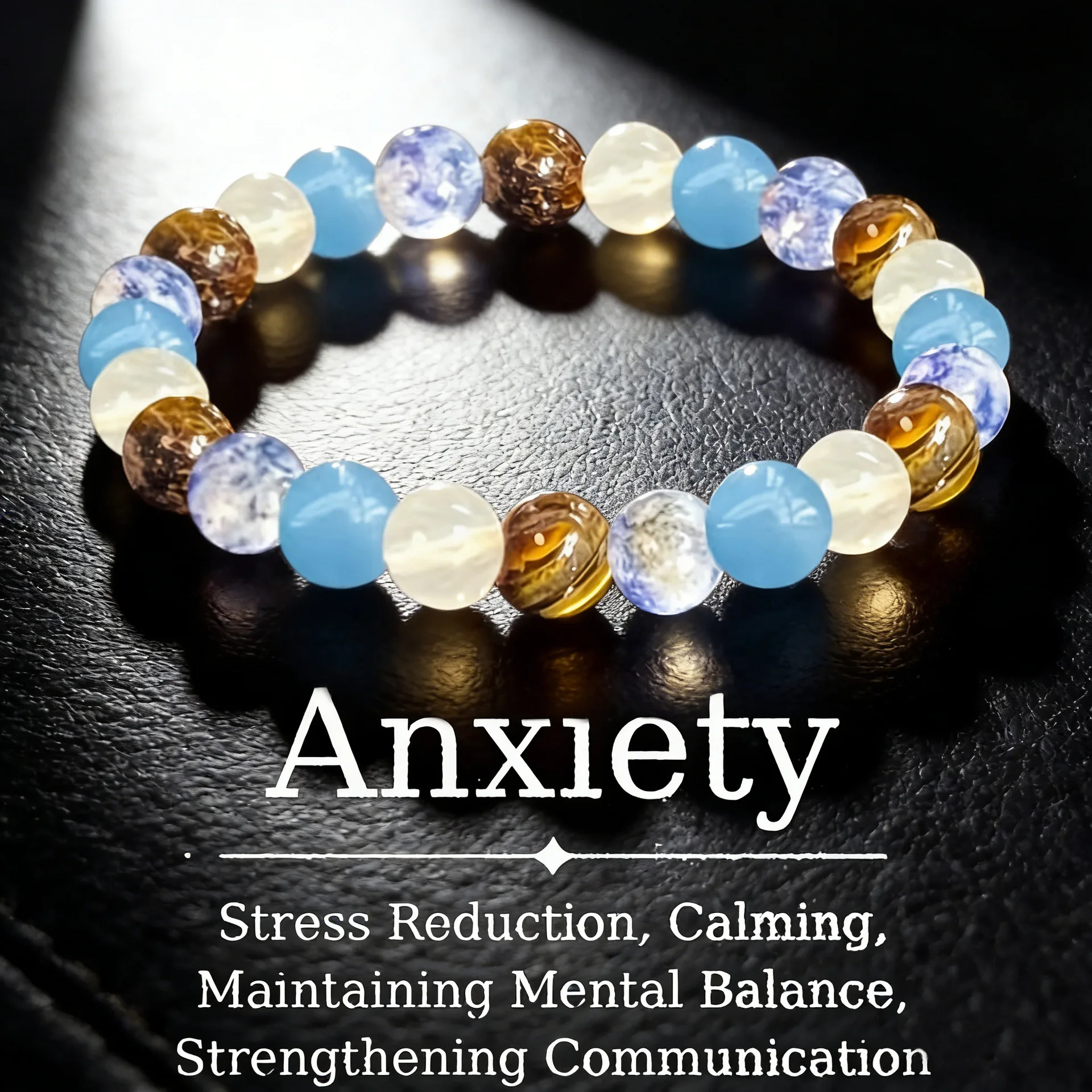 Chinese Style 8mm Mixed Crystal Tiger Eye Stone Beaded Bracelet For Men Elastic Lucky Fortune Blessing Calming Stress Relief Pos