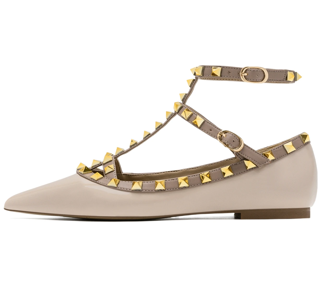 

【Measure your feet length before order】Casual Women Flat Pump Rivet Ankle Strap Pointed Toe Fashion Party Dress Shoes 69-CHC-33