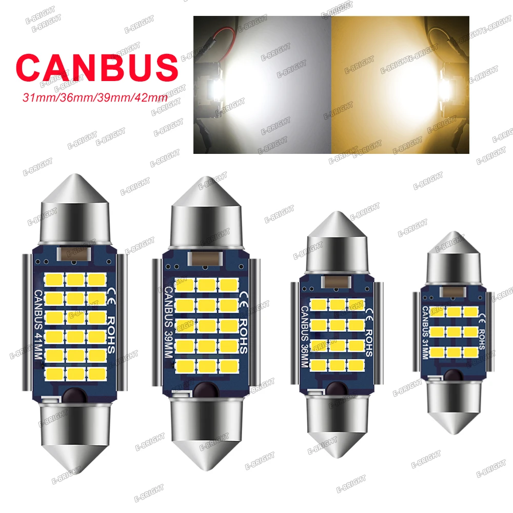 4P 12V 24V C5W Festoon Bulb 2016 LED CANBUS No Error 31mm 36mm 39mm 41 42mm Vanity Mirror Dome Auto Interior Lamp White 6500K