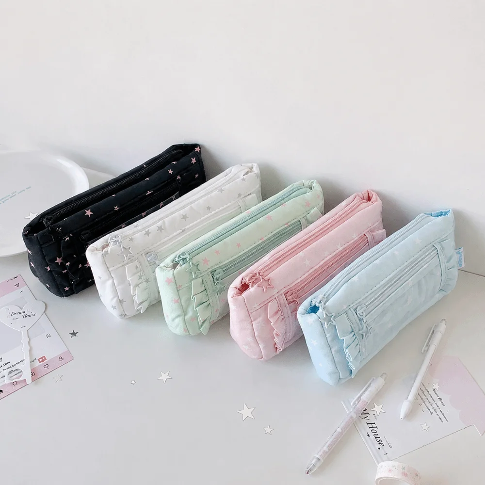 Transparent window Pencil Case Star Large Capacity Pen Bag multi-functional Storage Stationery Storage Pouch