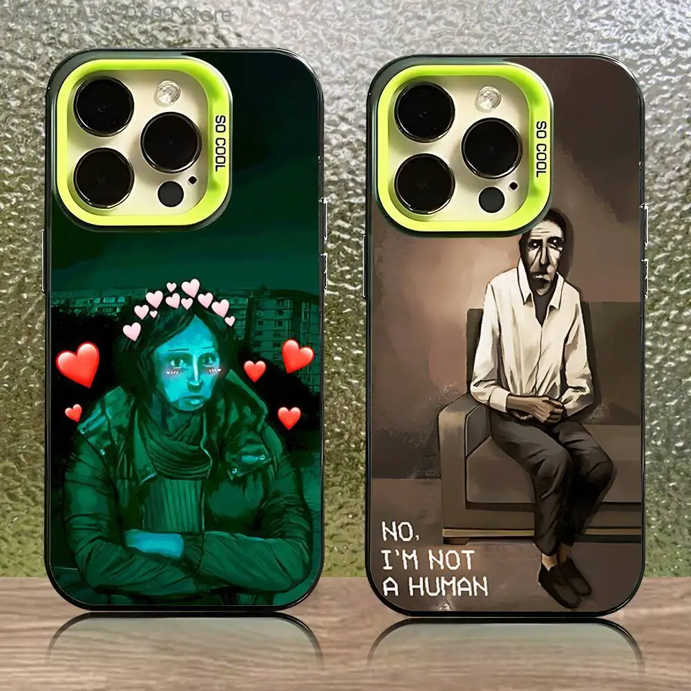 

Intruder No I am not a human Phone Case For iPhone 16,15,14,13,12,11,Pro,XS,Max,Plus,Mini,SE Green Candy Matte Shockproof Cover
