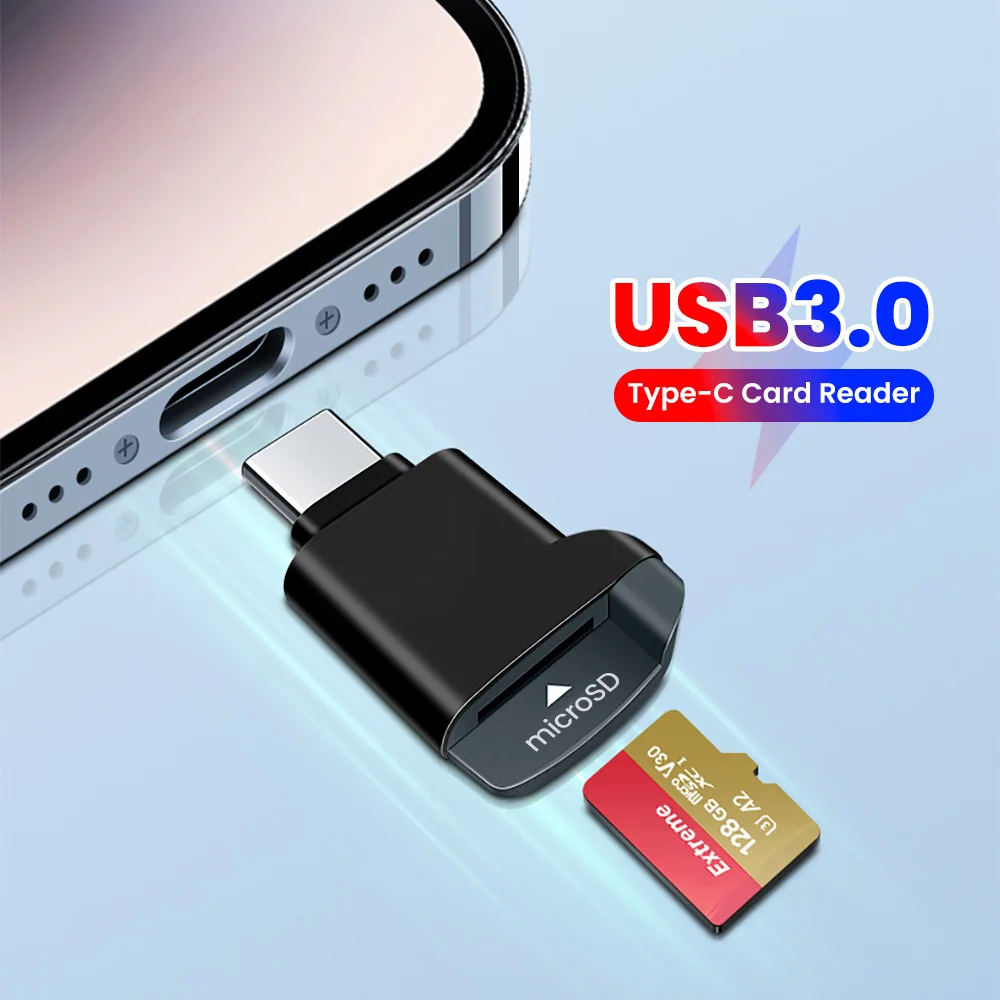 Mini Type C 3.0 Mini TF Card Reader Universal High Speed Transfer USB C Cardreader for iPhone 15 16 17 Sumsung