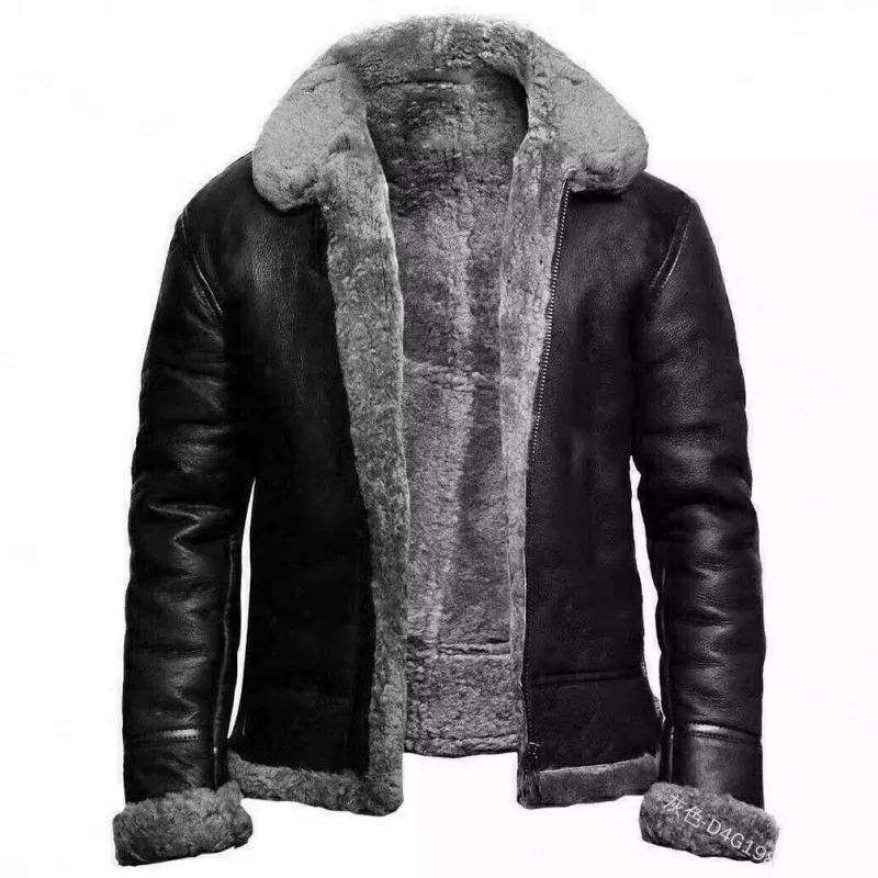 Outono e inverno nova estação independente masculina pele artificial um casaco de lã outerwear