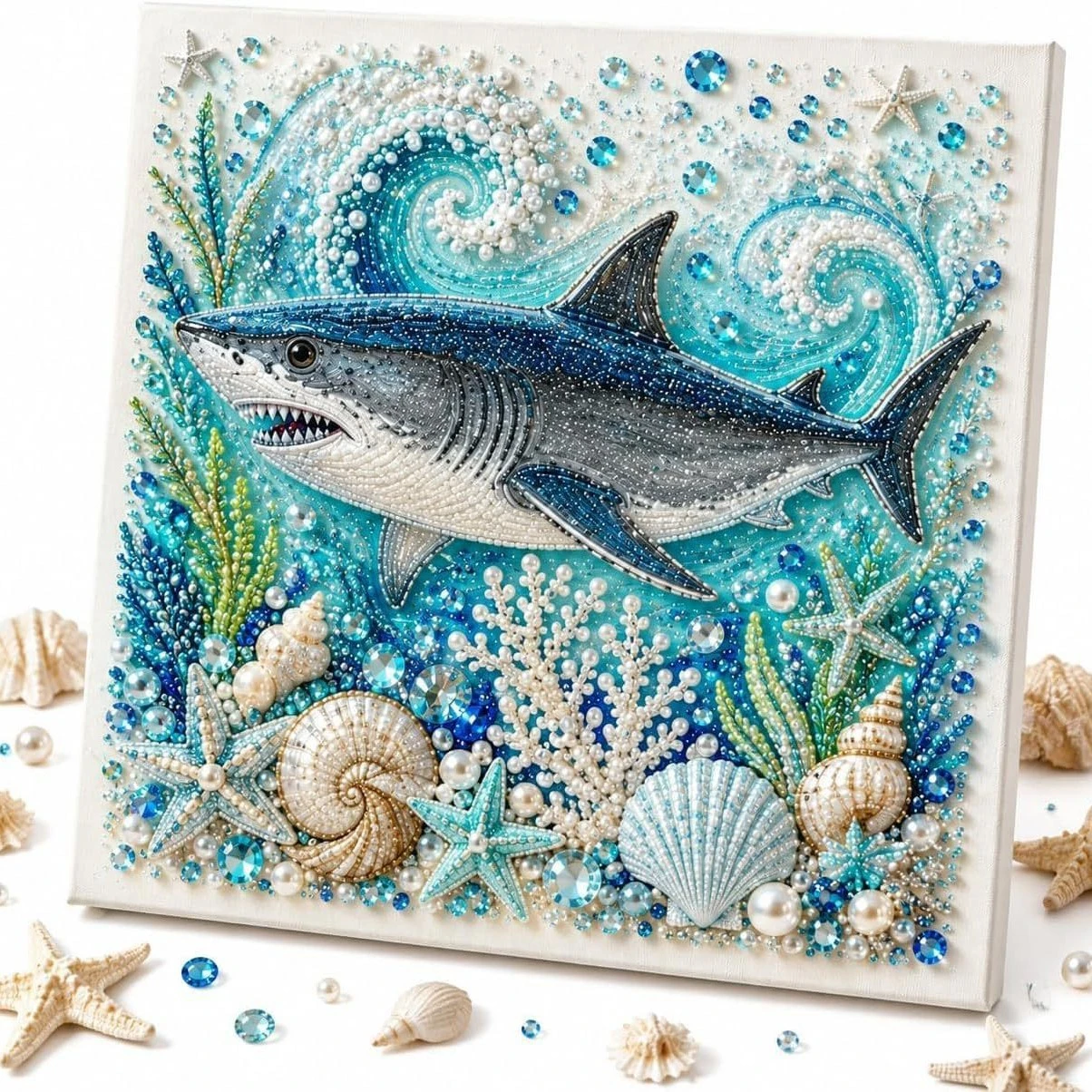 Ozean-Themen-Perlenmalerei-DIY-Set, handgemachte Diamantmalerei-Dekorationen mit Schildkröten, Delfinen und Oktopusen, Perlen-Diamantmalerei-DIY-Materialpaket, Weihnachts-Hängeornamente für Erwachsene, stressabbauend u – Detail 6