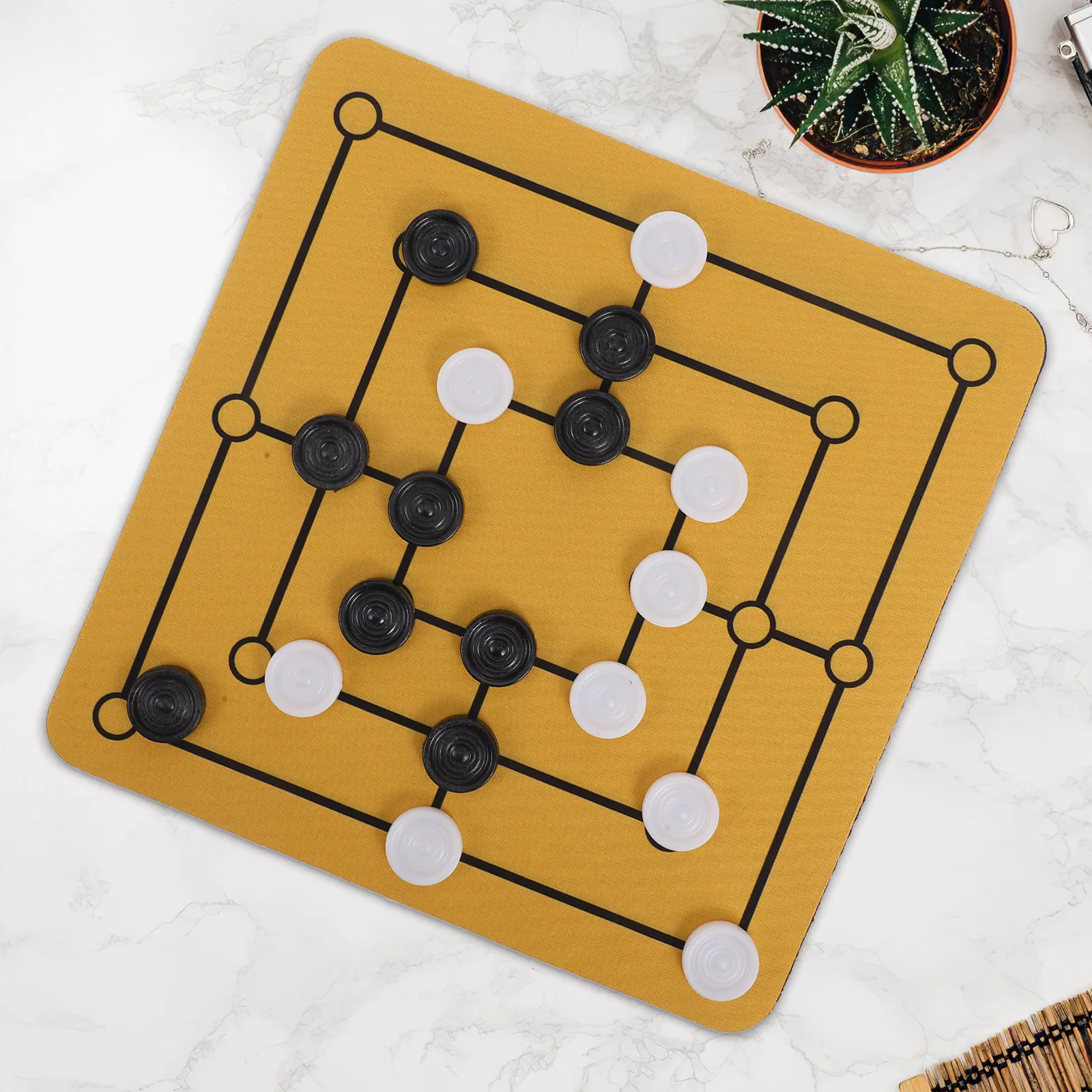 

1Set Nine Mens Morris Traditional Board Game Portable Chess Board Game Family Strategy Festival Tabletop Entertainment