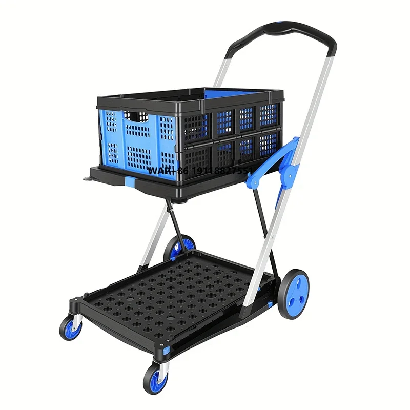 Hot Selling 300KG Loading Aluminum Hand Truck Foldable Hand Trolley Cart With Foldable Basket