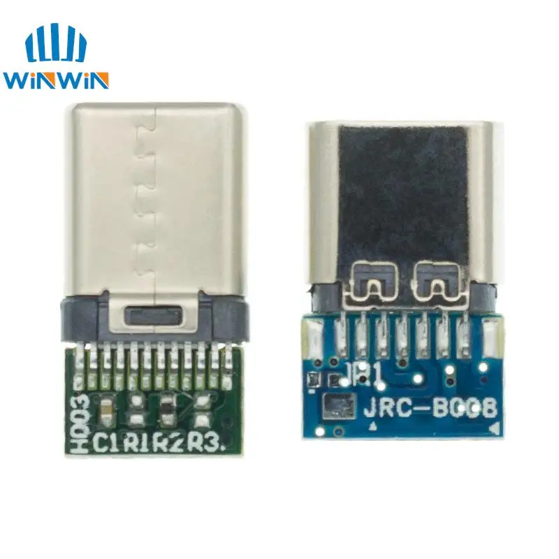 10pcs USB 3.1 Type-C Connector 24 Pins Male / Female Socket Receptacle Adapter to Solder Wire & Cable 24 Pins Support PCB Board