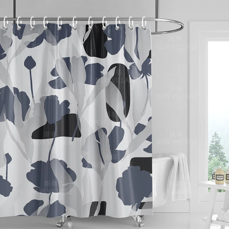 Home shower curtains bathroom Decora waterproof fabric non-slip bathmat water absorption curtain Modern nordic simple plant