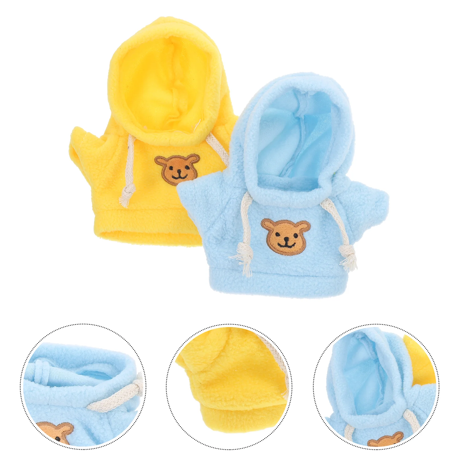 2 Pcs Small Newborn Hoodie Plush Stuffed Bear Outfit Cloth Replaceable Clothes Dress Up Accessory