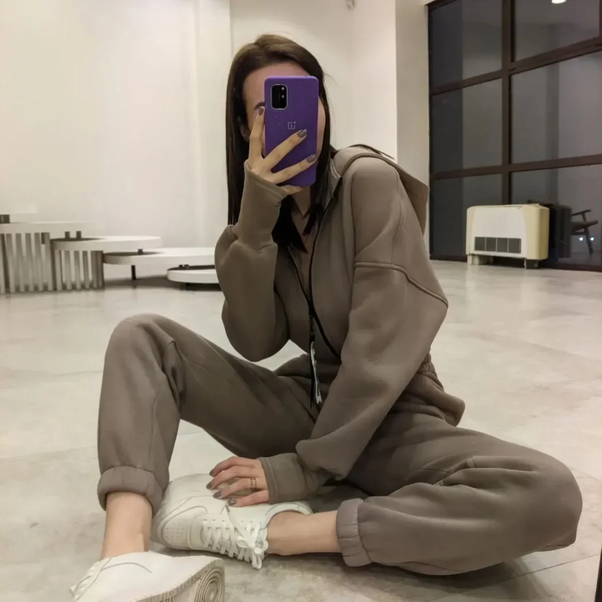 Fleece Sport Jumpsuit Women's Playsuit Sportswear Female Long Sleeve Zipper Hoodies Jumpsuits Zipper Up Autumn Winter Overalls