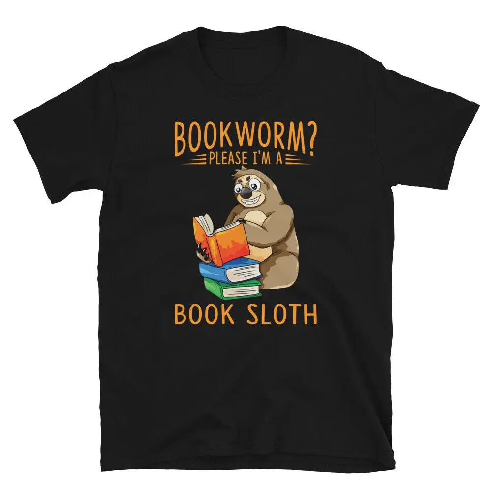 Book Worm Reading Funny Novelty Sloth Classic Everyday Sarcastic Gift T-Shirt