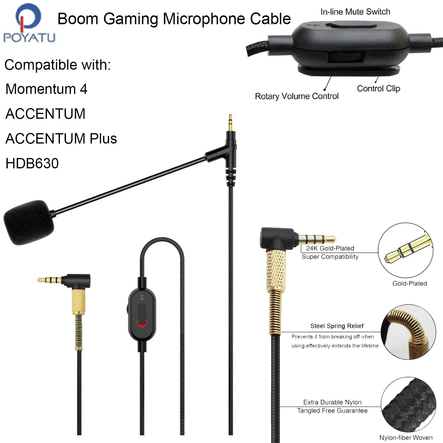 

Кабель для наушников с микрофоном для Sennheiser HDB630 Momentum 4, ACCENTUM и Plus, кабель для игровых телефонных звонков, микрофонные шнуры для Xbox PS5