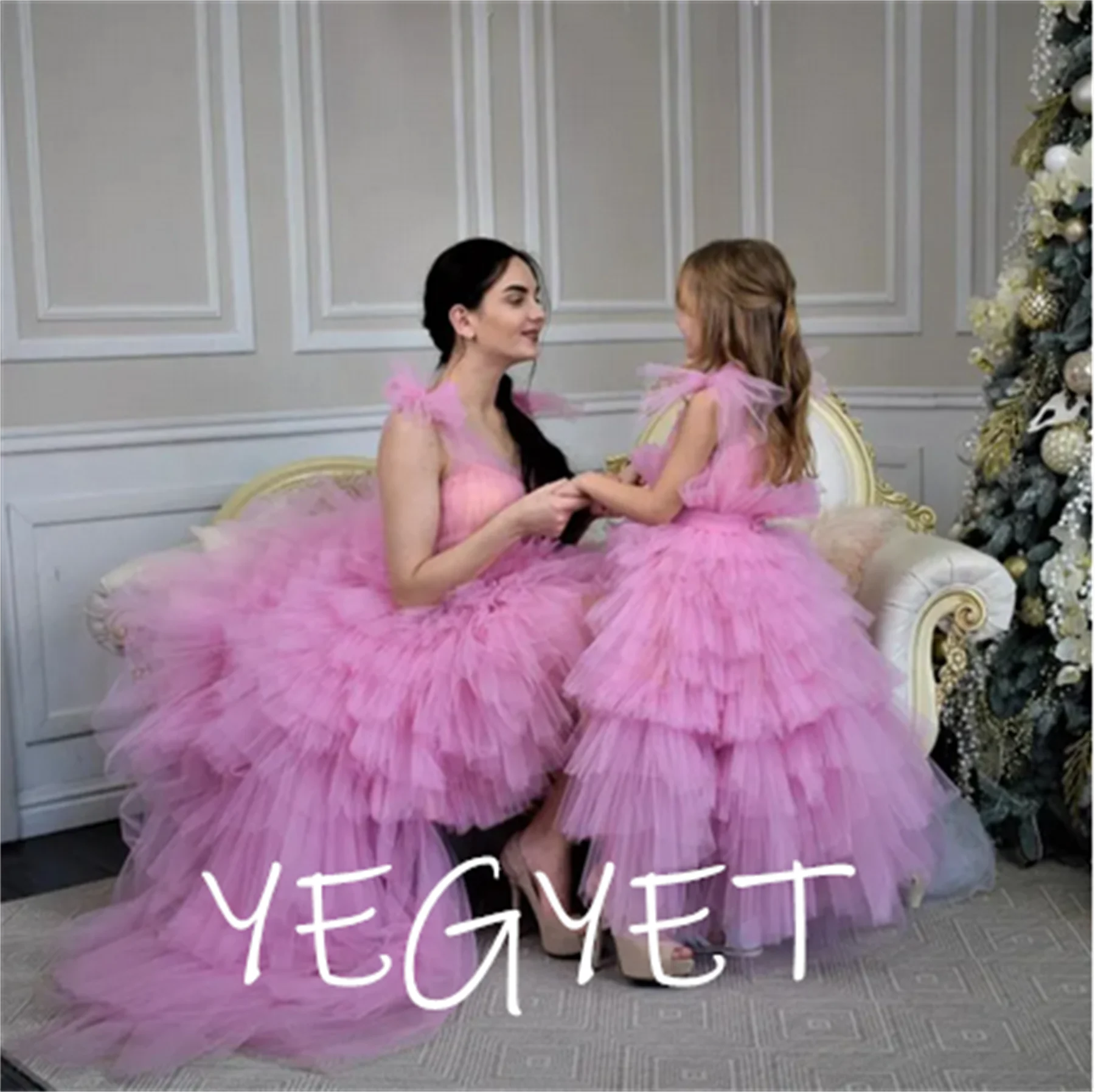 

New Handmade Flower Girl Dress Wedding Party Prom Dress Mummy Daughter Matching Gowns Birthday Party Dress Formal Wears