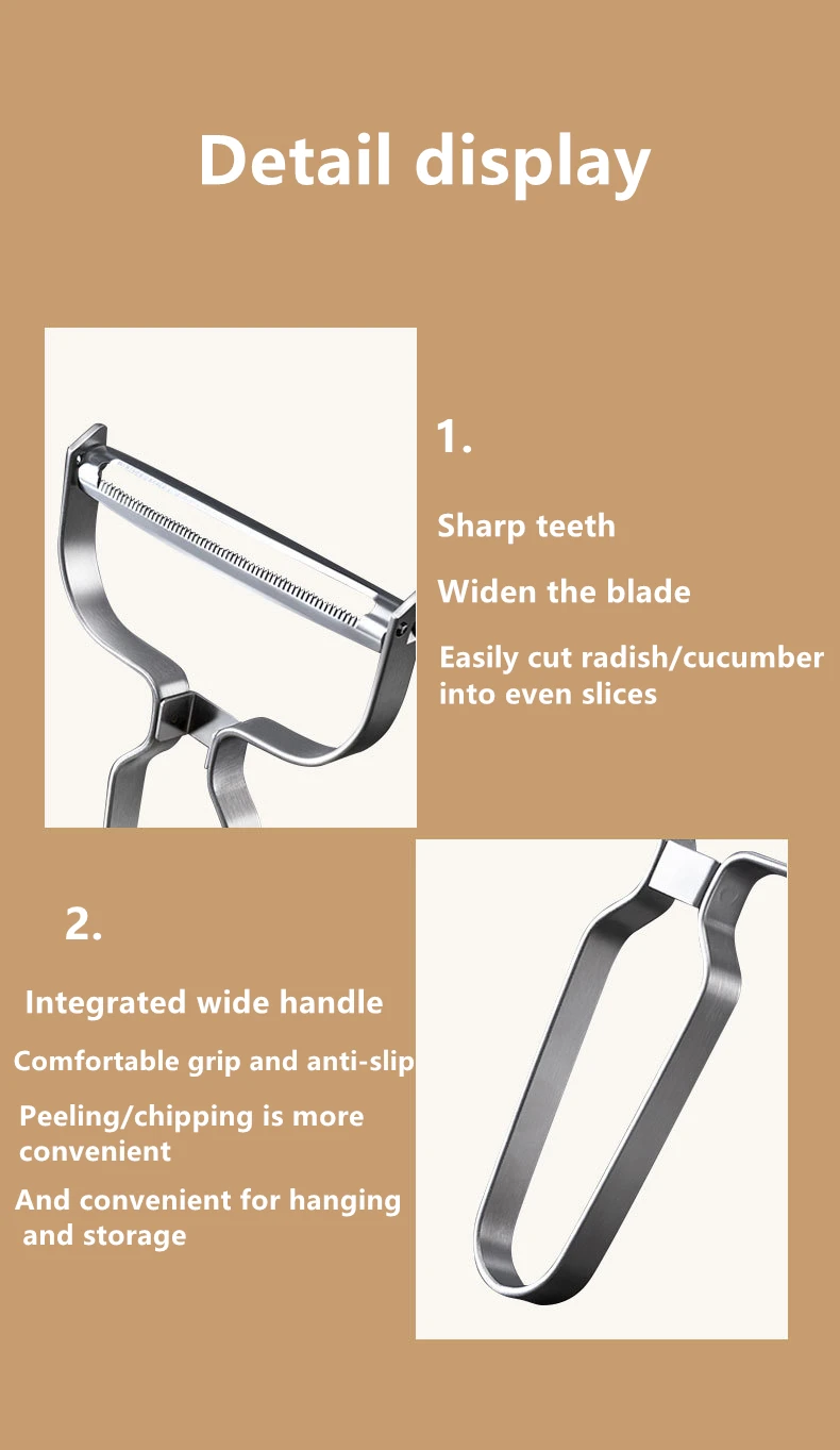 Schäler Gemüse Obst Edelstahl Messer Kohl Reiben Salat Kartoffel Slicer Küche Zubehör Kochen Werkzeuge Breiten Mund – Detail 10