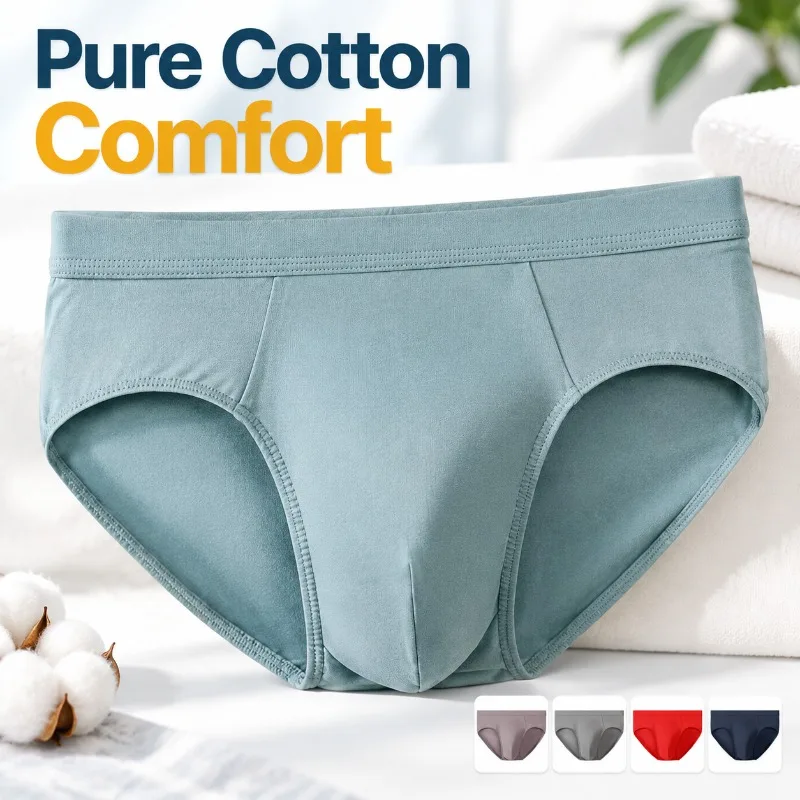 Men’s Antibacterial Briefs Gentle Skin-Friendly Intimate Wear Airy Light Fabric Supple Smooth Texture Odor-Inhibiting Daily