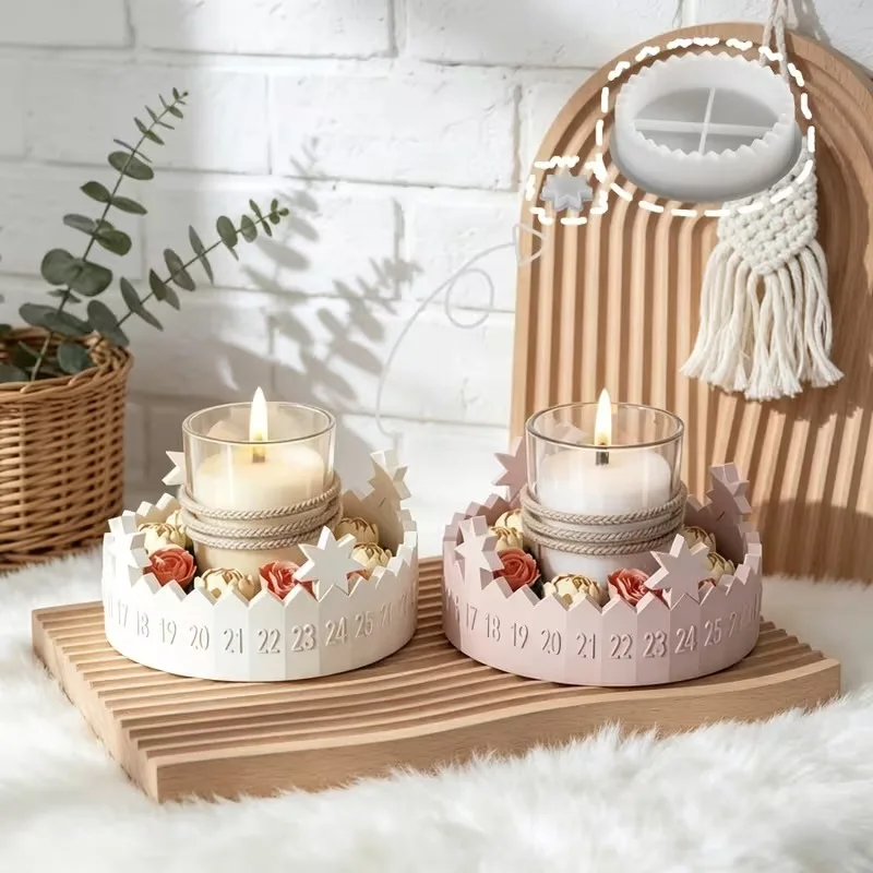 Advent Calendar Silicone Mold - Countdown Candle Holder & Plaster Decor, DIY Craft Supplies for Festive Home Atmosphere
