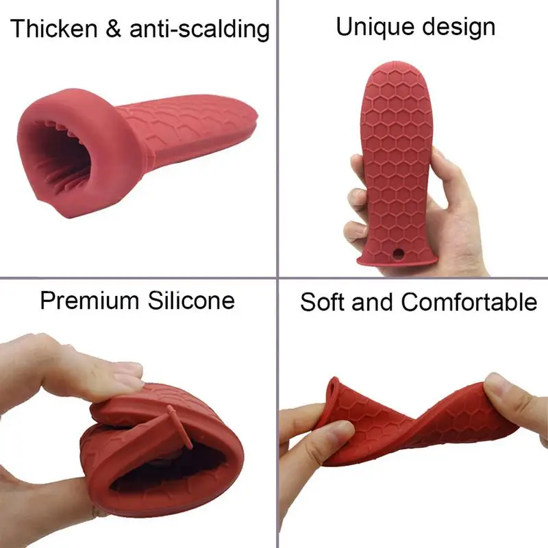 Silicone Handle Cover Honeycomb Hot Handle Holder Potholder For Cast Iron Skillets Pans Grip Sleeve Cover Pots Pans Handle Part