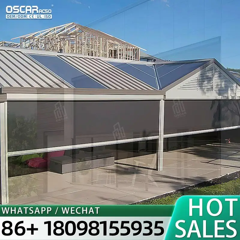 High Quality Outdoor Motorized Retractable Louvered Roof Sun Shade Awning for Garden Balcony Patio Rolling Blind